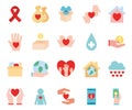 Humanity help flat style icon set vector design