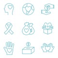 Humanity help line style icon set vector design