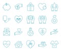 Humanity help line style icon set vector design