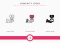 Humanity icons set vector illustration with solid icon line style. Charity give back concept. Royalty Free Stock Photo