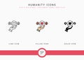 Humanity icons set vector illustration with solid icon line style. Charity give back concept. Royalty Free Stock Photo