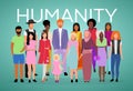 Humanity poster vector template. Adult population. Brochure, cover, booklet page concept design with flat illustration.