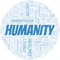 Humanity word cloud. Vector made with the text only. Royalty Free Stock Photo