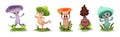 Humanized Mushrooms with Cap and Stipe Expressing Emotion Vector Set