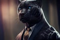 Humanized panther portrait dressed in a formal business suit Royalty Free Stock Photo