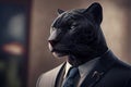 Humanized panther portrait dressed in a formal business suit Royalty Free Stock Photo