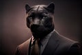 Humanized panther portrait dressed in a formal business suit Royalty Free Stock Photo