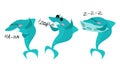 Humanized Shark Laughing, Sleeping and Scolding Vector Set