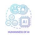 Humanness of AI blue gradient concept icon