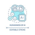 Humanness of AI turquoise concept icon