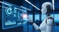 Humanoid AI Robot Using Digital Data Dashboard, AI Generated Royalty Free Stock Photo