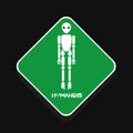 Humanoid alien warning sign in vector Royalty Free Stock Photo
