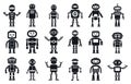 Humanoid character icons set, simple style