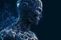 Humanoid Cyberman: Emerging Artificial Intelligence with a Digital Brain for Big Data Processing. Royalty Free Stock Photo