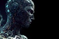 Humanoid Cyberman: Emerging Artificial Intelligence with a Digital Brain for Big Data Processing. Royalty Free Stock Photo
