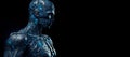 Humanoid Cyberman: Emerging Artificial Intelligence with a Digital Brain for Big Data Processing. Royalty Free Stock Photo