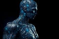 Humanoid Cyberman: Emerging Artificial Intelligence with a Digital Brain for Big Data Processing. Royalty Free Stock Photo
