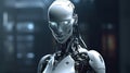 humanoid machine designed, digital art illustration, Generative AI