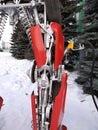 The humanoid metal funny robot the autoboat Red, is made of car spare parts, refuels gasoline, parts of body of the robot,