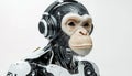 Humanoid monkey robot with a human face and advanced technology features Royalty Free Stock Photo
