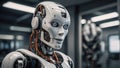 a humanoid robot with white faceplates Royalty Free Stock Photo