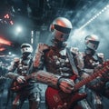 Humanoid robot band concert musicguitar music performance
