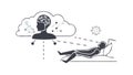 Humanoid Robot with Brain Cloud - AI, Thought Cognitive Technology, vector design Generative AI Royalty Free Stock Photo