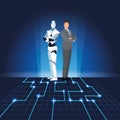 Humanoid robot and businessman Royalty Free Stock Photo