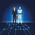 Humanoid robot and businessman