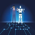 Humanoid robot and businessman Royalty Free Stock Photo