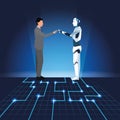 Humanoid robot and businessman