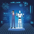 Humanoid robot and businessman