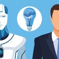 Humanoid robot and businessman Royalty Free Stock Photo