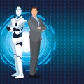 Humanoid robot and businessman Royalty Free Stock Photo