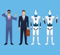 Humanoid robot and businessman Royalty Free Stock Photo