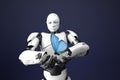 Humanoid robot with butterfly,3d render Royalty Free Stock Photo