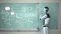 Humanoid Robot Chalkboard Teacher Speech Bubbles Royalty Free Stock Photo