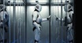 Humanoid robot checking servers in a data center