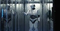 Humanoid robot checking servers in a data center