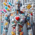 humanoid robot created with medicinal pills as a concept against drug abuse