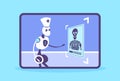 Humanoid robot doctor examining x-ray photograph cyborg recognizing patient radiography artificial intelligence medicine Royalty Free Stock Photo