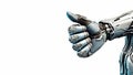 A humanoid robot extends its robotic hand, forming symbol of OK. Generative AI