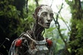 A humanoid robot in a forest. Robotics. Humanoid. Futurist.