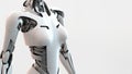 humanoid robot with futuristic technology in white color. Concept of artificial intelligence, technological future and science Royalty Free Stock Photo