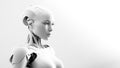 humanoid robot with futuristic technology in white color. Concept of artificial intelligence, technological future and science Royalty Free Stock Photo