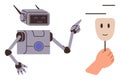Robot Interacting with Human Mask in Conceptual Artificial Intelligence Scene Royalty Free Stock Photo