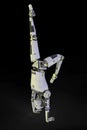 Humanoid robot in handstand yoga position, illustration