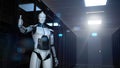 Humanoid robot indicates that the data center is okay