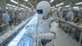 Humanoid robot interacting with digital touchscreen