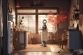 humanoid robot interacting with smart home system Royalty Free Stock Photo